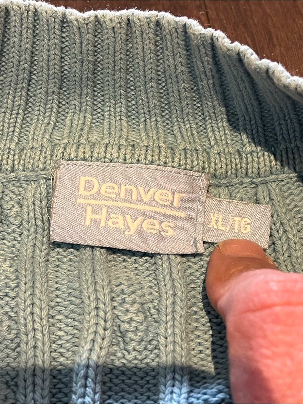 Denver Hayes Light Blue Cable-Knit Quarter Zip Sweater 100% Cotton - Picture 2 of 7